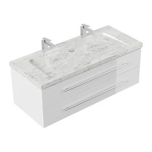 POSSEIK Waschbecken mit Unterschrank WHITE YAMO 130 weiß glanz 130,0 x 55,0 x 50,0 cm