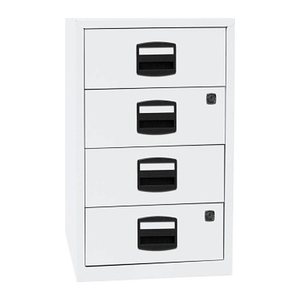 BISLEY Home Standcontainer verkehrsweiß 4 Auszüge Kunststoff-Muldengriff schwarz 41,3 x 40,0 x 67,2 cm