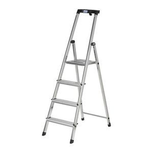 KRAUSE Stehleiter einseitig MONTO Safety silber 4 Stufen, H: 160,0 cm