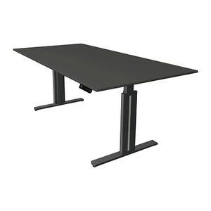 Kerkmann Move 3 elegant elektrisch höhenverstellbarer Schreibtisch anthrazit rechteckig, T-Fuß-Gestell grau 200,0 x 100,0 cm