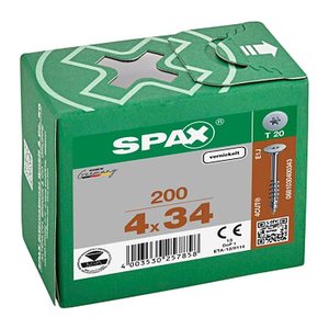 SPAX® Möbelverbindungsschrauben T20 Flachrückwandkopf 0681030400343 4 mm x 34 mm, 200 St.