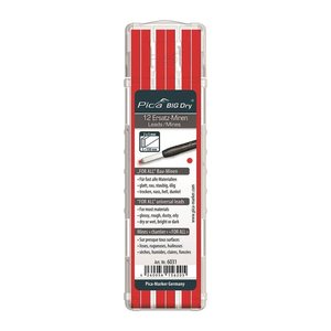 Pica Big Dry For All 6031 Bleistiftminen für Zimmermannsbleistift mit Druckmechanismus rot 2B 2,0 - 5,0 mm, 12 St.