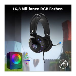 INCA Gaming Headset 7.1 Surround Sound/RGB/Vibr./USB Schwarz