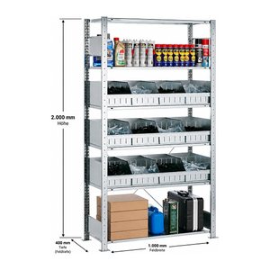 SCHULTE Kleinteileregal 14271 silber, verzinkt 100,0 x 40,0 x 200,0 cm