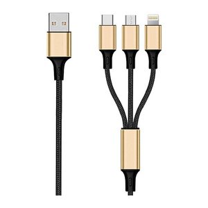 2GO USB 3in1 Ladekabel Micro-USB/Lightn/USB-C Nylon 150cm gl