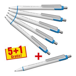 5 + 1 GRATIS: Schneider Kugelschreiber Slider Xite weiß, Schreibfarbe: blau, 5 St. + GRATIS 1 St.