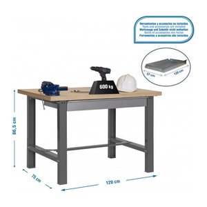 Simonrack Werkbank SIMONWORK BT6 BOX PLYWOOD 1200 grau 1 Schublade 120,0 x 75,0 x 86,5 cm