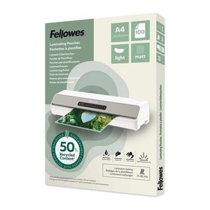 Fellowes Laminierfolien mit 50% recyceltem Anteil matt für A4 75-80 micron, 100 St.
