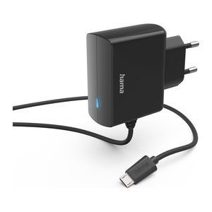 hama Ladekabel mit Adapter schwarz, Kabellänge: 1,0 m, 5 Watt
