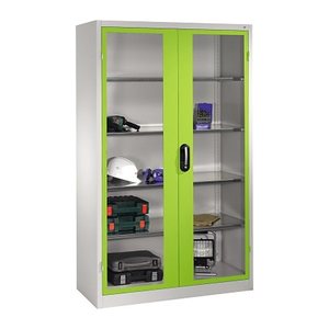 CP Stahlschrank 8931-055 S10298 Acrylglas, clowngrün, lichtgrau 4 Fachböden 120,0 x 50,0 x 195,0 cm, aufgebaut, 1 St.