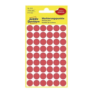 AVERY Zweckform Klebepunkte 3141 rot Ø 12,0 mm, 270 St.