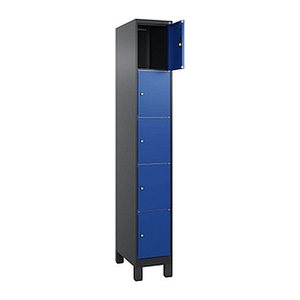 CP Schließfachschrank Classic Plus enzianblau, schwarzgrau 080010-105 S10029, 5 Schließfächer 30,0 x 50,0 x 195,0 cm