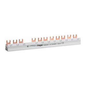 hager Phasenschiene KDN363F, 4-polig Gabelschiene 63 A 10,0 mm², für 12 Module, 1 St.