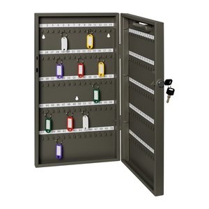 ALCO Schlüsselkasten grau mit 140 Haken, Zylinderschloss, 27,0 x 5,2 x 51,5 cm, 1 St.