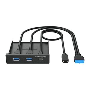 GRAUGEAR Multi Frontblende 3-Port USB-HUB, 1x USB-C,2x USB-A retail