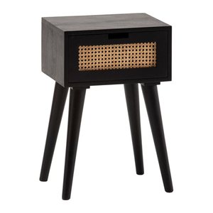 WOHNLING Nachttisch rechteckig Massivholz schwarz 40,0 x 30,0 x 60,0 cm, 1 St.