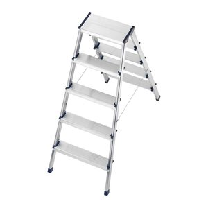 Hailo Stehleiter beidseitig D60 StandardLine silber 2x 5 Stufen, H: 120,0 cm