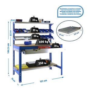 Simonrack Werkbank SIMONWORK BT1 BOX blau 1 Schublade 151,0 x 76,0 x 144,5 cm
