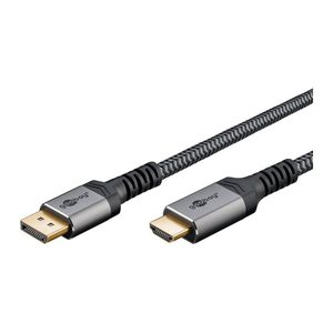 goobay DisplayPort 1.2/HDMI 2.0 Kabel 2,0 m grau, schwarz, 1 St.