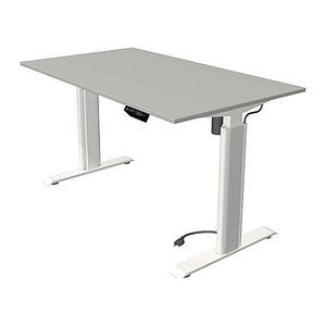 Kerkmann Move 1 advance elektrisch höhenverstellbarer Schreibtisch lichtgrau rechteckig, T-Fuß-Gestell weiß 140,0 x 80,0 cm