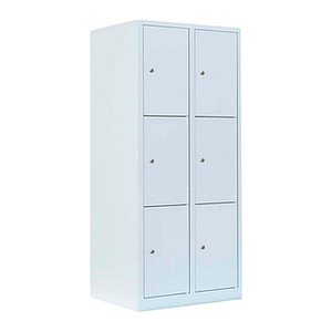 LÜLLMANN Schließfachschrank signalweiß 523327, 6 Schließfächer 80,0 x 50,0 x 180,0 cm