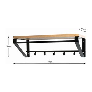 HAKU Möbel Wandgarderobe 13945 eiche Holz 5 Haken 70,0 x 23,0 cm, 1 St.