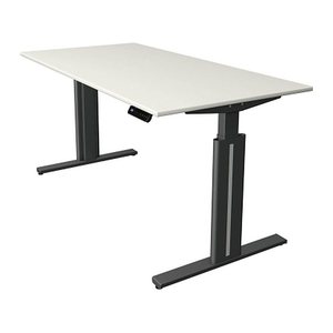 Kerkmann Move 3 elegant elektrisch höhenverstellbarer Schreibtisch weiß rechteckig, T-Fuß-Gestell grau 160,0 x 80,0 cm