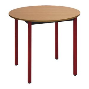 SODEMATUB Mehrzwecktisch buche, rot rund, Vierkantrohr rot, 80,0 x 80,0 x 74,0 cm