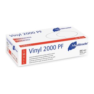 Meditrade® unisex Einmalhandschuhe Vinyl 2000 PF transparent Größe L, 100 St.