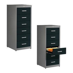 mauser client entry Karteischrank alu, anthrazitgrau 6 Schubladen 55,2 x 60,0 x 135,0 cm, 1 St.