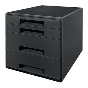 LEITZ Schubladenbox CUBE   schwarz/grau 53720095, DIN A4 mit 4 Schubladen, 1 St.