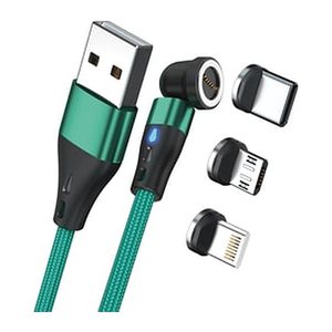 RealPower Magentic cable 3 Amp,1m,grün mit Adaptern