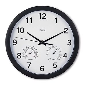 hama Wanduhr Malta weiß schwarz Kunststoff, Ø 25,0 cm