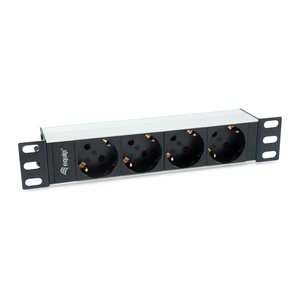 Equip 10" Steckdosenleiste 4xSchuko->St.90° si. Alu.