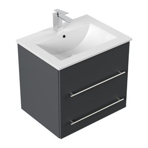 POSSEIK Waschbecken mit Unterschrank APOLLO grafit 61,5 x 46,5 x 54,0 cm