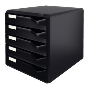 LEITZ Schubladenbox Post-Set schwarz 52930095, DIN A4 mit 5 Schubladen, 1 St.
