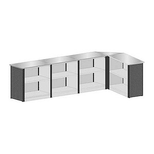 SCHULTE Thekenmodul-Set MULTIplus L-Form, mit Arbeitsplatte, lichtgrau, schwarz 384,8 x 78,0 x 103,5 cm