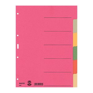 LEITZ Ordnerregister DIN A4 Vollformat blanko farbig 6-teilig, 1 Satz