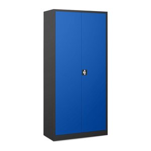 Aktenschrank aus Stahl – 920 x 420 (5 OH) – Korpus in Tiefschwarz (Türen Enzianblau)