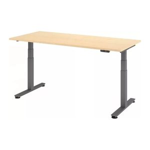 HAMMERBACHER XDSM19 elektrisch höhenverstellbarer Schreibtisch ahorn rechteckig, T-Fuß-Gestell grau 180,0 x 80,0 cm