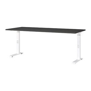 GERMANIA DOWNEY höhenverstellbarer Schreibtisch grafit rechteckig, C-Fuß-Gestell weiß 180,0 x 80,0 cm