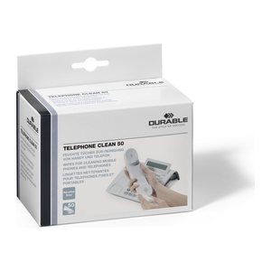 DURABLE Bildschirm-Reinigungstücher TELEPHONE CLEAN 50 weiß, 50 Tücher