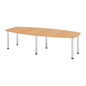 HAMMERBACHER Konferenztisch KT28C buche Tonnenform, Rundrohr chrom, 280,0 x 85,0/130,0 x 72,0 - 74,0 cm
