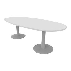 Quadrifoglio Konferenztisch Idea+ weiß oval, Säulenfuß alu, 240,0 x 110,0 x 74,0 cm