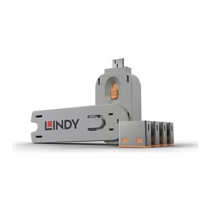 LINDY USB Typ A Portschlüssel 4xOrange mit Schlüssel