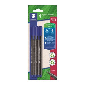 STAEDTLER Fineliner triplus blau 4er-Set retail