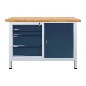 ADB Werkbank lichtgrau, anthrazitgrau 4 Schubladen 120,0 x 60,0 x 84,0 cm