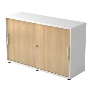 HAMMERBACHER Schiebetürenschrank, V1752S/W/E/RE weiß, eiche 1 Fachboden 120,0 x 40,0 x 74,8 cm