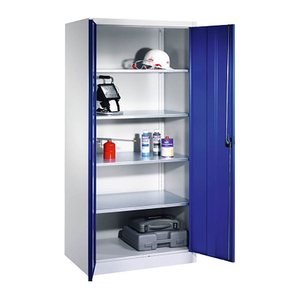CP Stahlschrank 8922-00 S10550 lichtgrau, enzianblau 4 Fachböden 93,0 x 60,0 x 195,0 cm, aufgebaut, 1 St.