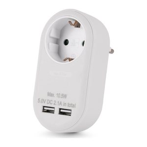 Entac Steckdosenadapter + 2x USB-A weiß